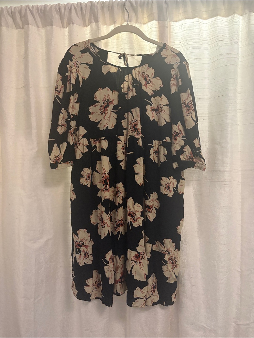 Ba&sh Black Floral V-Neck Midi Dress